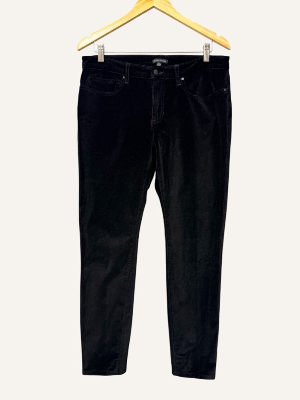 Eileen Fisher Velvet Jeans Pants Size 10 Black Slim Fit